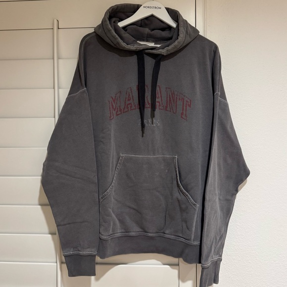 ISABEL MARANT EUC Miley Faded Black Hooded Sweatshirt Hoodie Hoody L - Picture 6 of 11